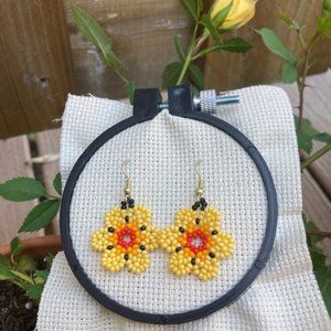 Seed beaded drop flowers